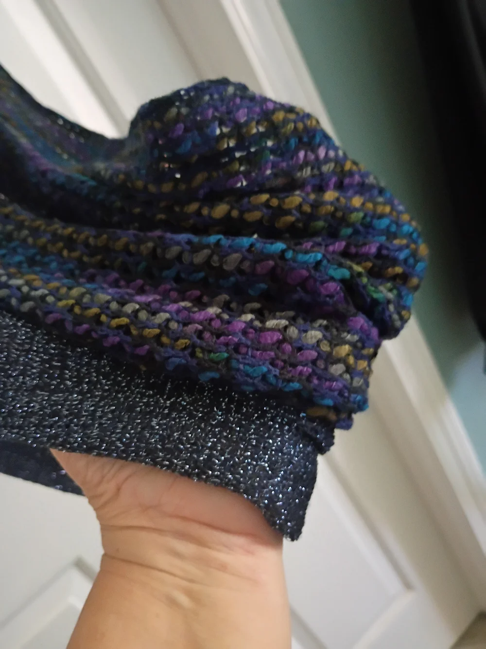 Sparkle Knit Infinity Scarf in Navy and Multicolor